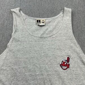 Russell Athletic Pro Cotton Gray Tank Top XL Cleveland Indians Chief Wahoo